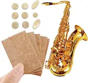 Alto Saxophone Neck Cork and Key Buttons Replacement Kit, 9 Pieces Key Buttons with Mica Sheets, 5 Pieces Universal Cork Stoppers