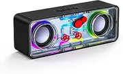 JAMELO Portable Bluetooth Speaker, Transparent Wireless with RGB Lights, Bluetooth 5.3, TWS Pairing, TF Card, AUX, Outdoor Waterproof Speaker for Party Camping Beach Travel Hiking, Black