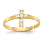 14K Yellow Gold White CZ Cross Baby Ring Size 3 Madi K Children's Jewelry