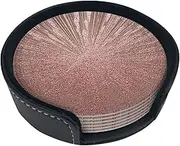 Rose Gold Pink print Coasters Set,6Pcs Drink Coasters for Coffee Tables,Drinks, Bars, Party, 3.9 Inches