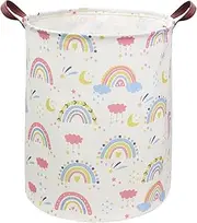 ESSME Rainbow laundry basket,Collapsible Kids Laundry Hamper with Waterproof PE Coating,Girls Hamper Nursery Hamper for Girls Room Decor,Toy storage,Gift Basket.(Rainbow)
