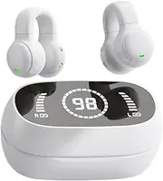 Open Ear Headphones - Clip On Running Headphones | Long-Lasting Secure Fit, True Wireless Earphones with Charging Case, Sweatproof, Waterproof Headset, Comfortable, Lightweight for Commuting