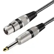 XLR Female to 1/4 Inch TS Cable 6 FT, Nylong Braided XLR 3 Pin Female to 6.35...