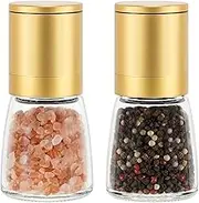 Vucchini Salt and Pepper Grinders 2 Set with Ceramic Core Cinnamon,Adjustable Coarseness,Gold,Spice Mills,Home Kitchen Birthday,Housewarming Gifts
