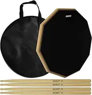 AAGUT Drum Practice Pad for Beginners 12 Inch Snare drum pad with Sticks, Double Sided Silent marching snare drummer pad with 4 x 5A Hickory sticks & Storage Bag (Black)