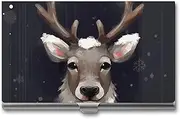 LKHDS Slim Aluminum Alloy Business Card Holder Reindeer Pocket Business Card Case Portable Business Card Wallet Business Card Holders Handheld Card Box for Women Men, style, One size