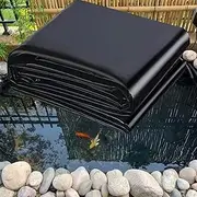 Black Pond Liner 1x6m 2x3m 3x4m 4x6m 5x8m HDPE Garden Impermeable Pond Lining for Koi and Fish Pool, Fountains and Waterfall, Pond Membrane Easy Cutting(6x8m(19.7x26.2ft))
