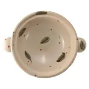Pottery Studio Nanakamado, dot-dot pattern on leaves, 9.5 sun Donab From Japan