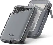 [VULKIT] Credit Card Holder RFID Blocking Leather Zip Card Holder Wallet Slim Minimalist Card Wallet, Holds up to 10 Cards & Folded Notes