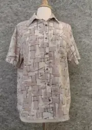 Bailey Rose Short Sleeve Patterned Button Down Top Women Size Small New