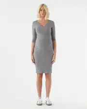 Cross Wrap Feeding Dress - Grey