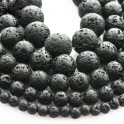 15" Strand Natural Black Lava Stone Gemstone Beads lot 4/6/8/10/12/14/16/18/20mm
