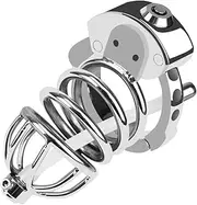 Hollow Metal Chastity Cage Adjustable Cock Ring Chastity Device Prevent Erection Male Chastity Lock Penis Cage SM Beginner Cage with Transparent Silicone Urethral Catheter