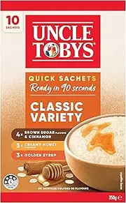 UNCLE TOBYS Oats Quick Sachets Classics Variety Pack, 10 Sachets