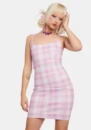 Blush Back 2 School Baddie Plaid Bodycon Dress