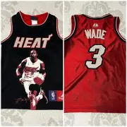 RARE Dwyane Wade #3 Miami Heat NBA Basketball Jersey SEWN Silhouette YM 8