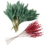 Package of 24 Artificial Red Berry 22" Stems and 17" Canadian Pine Picks