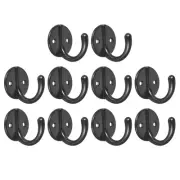 Wall Hooks, 10Pcs - Zinc Alloy Single Prong Round Retro Clothes Hook (Black)