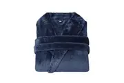 Linenova Fleece Flannel Shawl Collar with Pocket Bathrobe