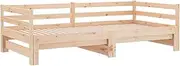 [vidaXL] Day Bed with Trundle - Multi-Functional Solid Pine Wood Sofa Bed, Slatted Design for Better Air Circulation, Ideal for Bedroom or Living Room - Brown