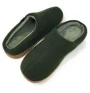 Oooh Yeah Men's Non-Slip Hard Sole Wool Blend Slip-On Slippers, Green