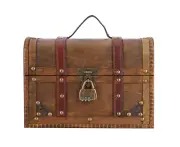 Large Retro Wooden Jewelry Storage Box - Ring & Necklace Organizer with Lock