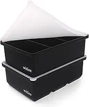 Silicone Freezer Tray With Lid - Silicone Freezer Food Molds- Large Ice Cube Tray,Silicone Freezer Container,Freeze & Store Soup, Sauce, Broth,Leftovers - Makes 3 Perfect 1 Cup (2 PACK, Black)