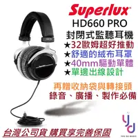 在飛比找蝦皮商城優惠-舒伯樂 Superlux HD 660 PRO 封閉式 監聽