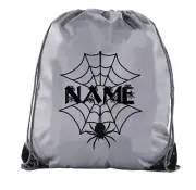 Custom Spider Web Name Bags, Halloween Treats Bags, Halloween Custom Cinch Bags