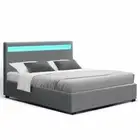 New Bed Frame Double Full Size Gas Lift Base With Storage Grey Fabric COLE