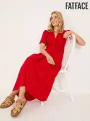 FatFace Bright Red Gigi Midi Dress (E79199) | $159