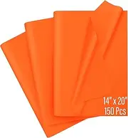 SANZIX 150 Sheets Orange Tissue Paper for Gift Bags Bulk – 14 x 20 Inch Gift Wrapping Tissue Paper for Crafts, Packaging & Decorations | Large Tissue Paper Sheets for Small Businesses & DIY Projects