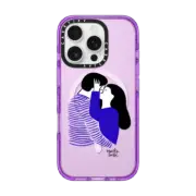 iPhone 16 Pro Impact Case MagSafe Compatible Blue Stripes Love