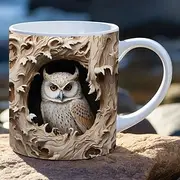 3D Owl Mug 400ml Ceramic Coffee Mark Cup Tea Water Cup New Hole Wall Cute Wall