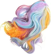 Baluue Rainbow Color Wig Shoulder Length Short Wig Cosplay Wavy Wig Party Costume