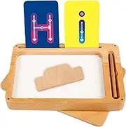 BLUE GINKGO Montessori Sand Tray - Premium Wooden Sand Writing Tray with Lid - Classroom Letter Tracing, Numbers, Drawing - (9.8 x 6.7)