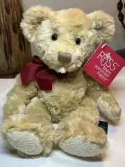 NWT Russ Berrie 24092 SPENCER Original Tan Plush Weighted Teddy Bear 10” Stuffed