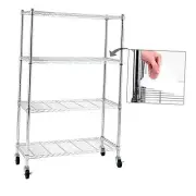 EFINE Chrome 4-Shelf Shelving Units and Storage on 3'' Wheels 4-Tier Chrome
