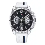 Tommy Hilfiger 1791475 Men's White Silicone Band Back Dial Watch 46mm