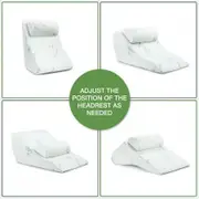 2Pcs Bed Support Wedge Pillow+Headrest,Memory Foam Anti-Bacteria/Dust/Mite,Bamboo Cover
