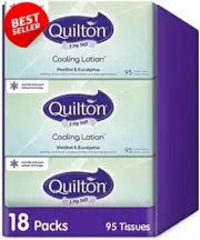 Cooling Lotion 3 Ply Menthol Eucalyptus Facial Tissues 95 Tissues, 18 Pack