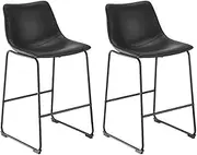 Set of 2 Shangri-La Jackson Sled Base Bar Stools (Black/Black PU)