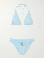 [Maygel Coronel] Maygel Coronel - Malanga Appliquéd Triangle Bikini - Blue - Extended Extended Blue