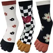[HOMSSEM] Womens Girls Toe Socks Five Fingers Cotton Socks Colorful Ankle Socks Athletic Running Socks Toe Seperated Socks