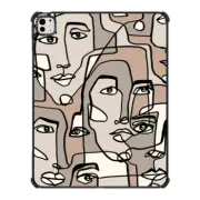 iPad Pro 13-inch (M4) iPad Impact Case FACE MOSAIC SKETCH 3 DARK SKIN IPAD, ABSTRACT MINIMAL PEOPLE MEN ILLUSTRATION By Ebi Emporium