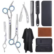Professional Barber Scissors Kit - 10 Piece Set with Stainless Steel