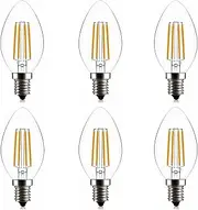 Candelabra LED Light Bulbs 40 Watt Equivalent - Warm White 2700K E14 Base, Chandelier Light Bulbs 4W 400 Lumen, NOT Dimmable - Pack of 6