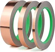 BOMEI Copper Foil Tape Double Sided Conductive Copper,for Rf Shielding, Electrical Repairs, EMI, Paper Circuits, Grounding,6mm/12mm/25mm Width,20 Meters Each Roll,Total 3 Rolls