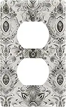 Bohemian Vintage Grey Flowers Decorative switch cover plate cute plates for light switches tapa para interruptor de luz 4.53" x 2.76" Toggle Switch