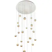 Delessi Messina Metal Crystal Ball 24LT Cluster Pendant Light - Tri-Colour